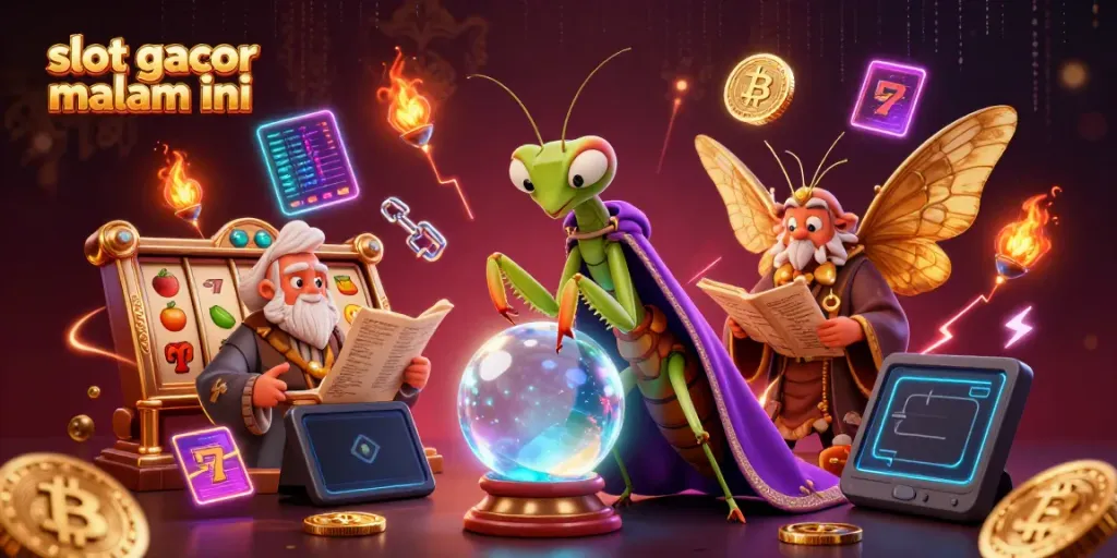 Visualisasi slot gacor malam ini dengan karakter unik di kasino yang megah dan modern.