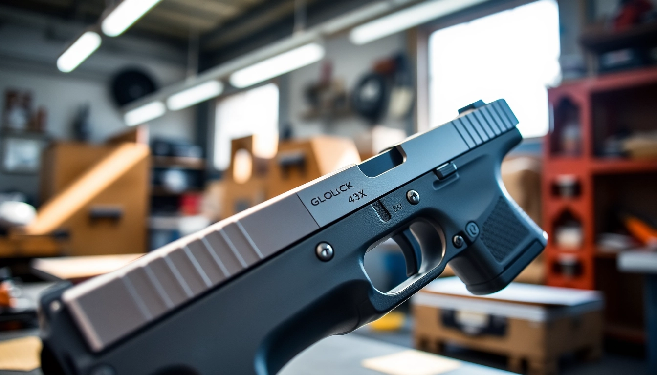 Showcasing a detailed glock 43x slide in metallic texture highlighting its precise craftsmanship.