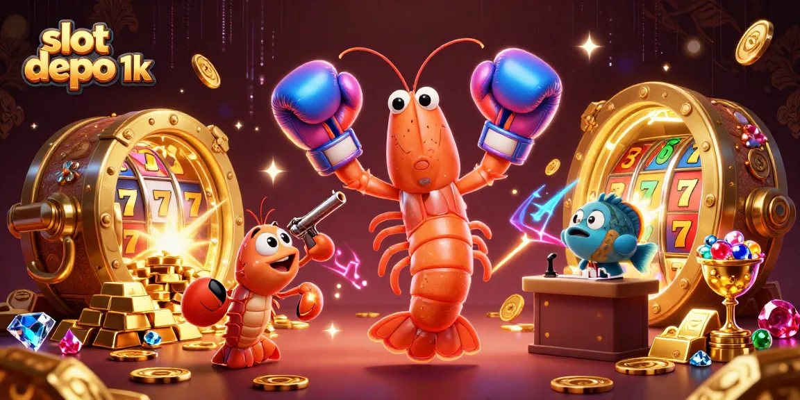 Engage in thrilling gameplay with slot depo 1k, showcasing colorful characters and jackpot excitement.