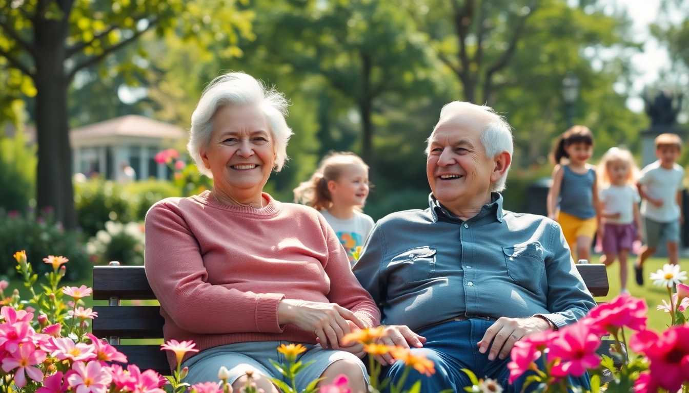 Bejaarden genieten van een mooie dag in het park, weerspiegeld op https://www.handigvoorsenioren.nl/.