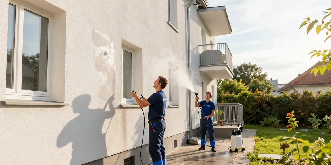 Fassadenreinigung Ehringshausen durch kontralmogebotene Reinigung Ehringshausen mit umweltfreundlichen Mitteln und professionellem Team.