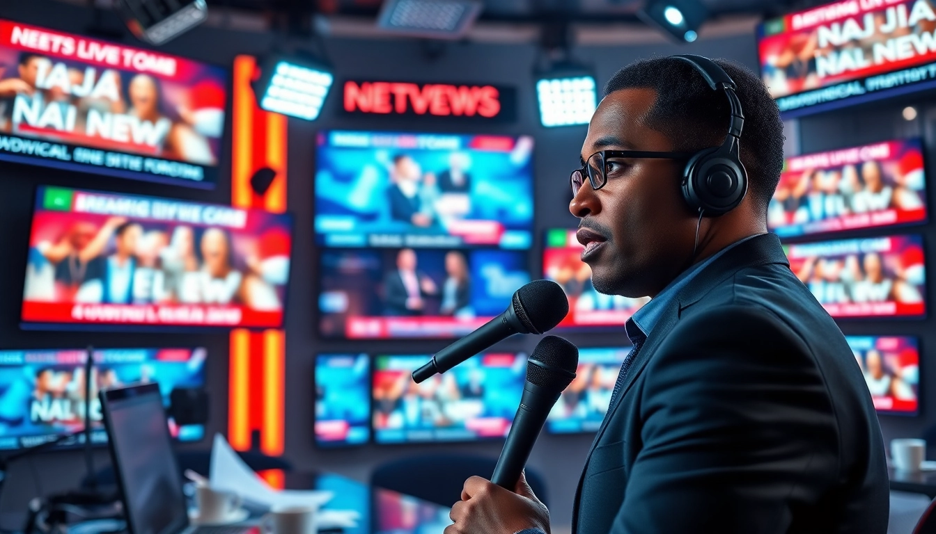 Catch the latest Naija News with this vibrant newsroom scene and an engaged reporter.