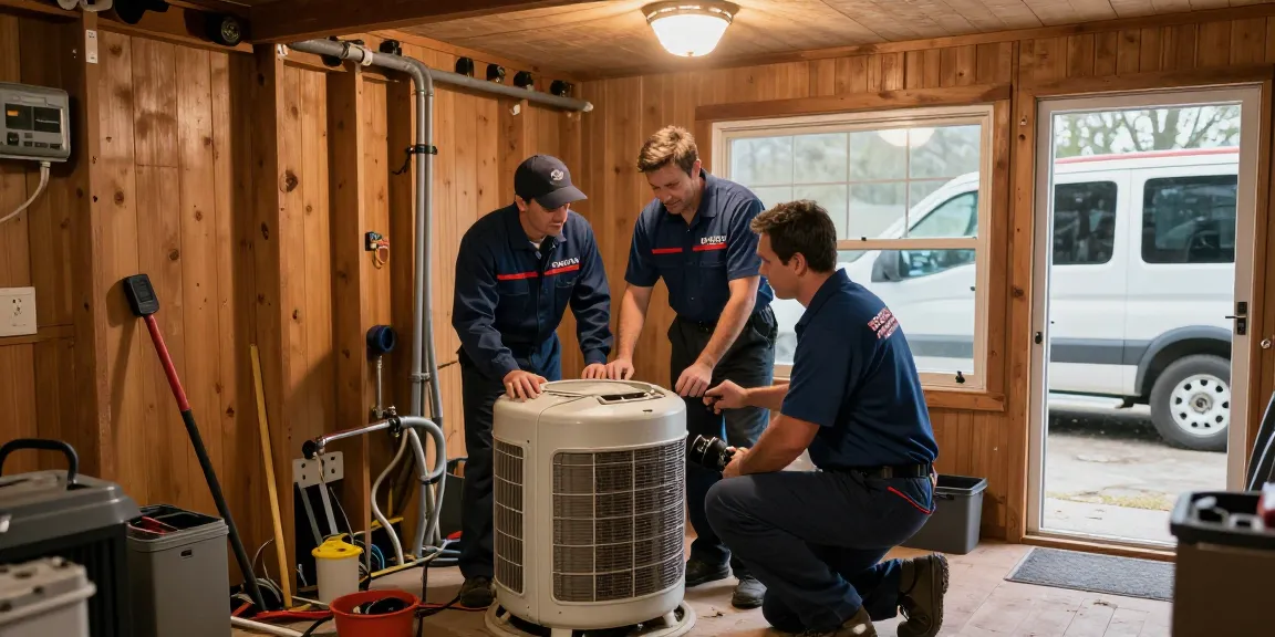 Expert furnace repair Stevens Point technicians inspecting home heating system for reliable service.