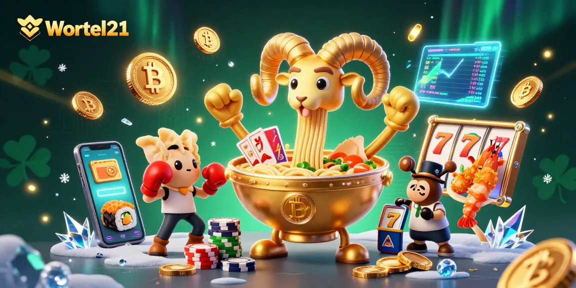 Wortel21 menghadirkan ilustrasi kasino dengan karakter menarik dan elemen permainan slot.