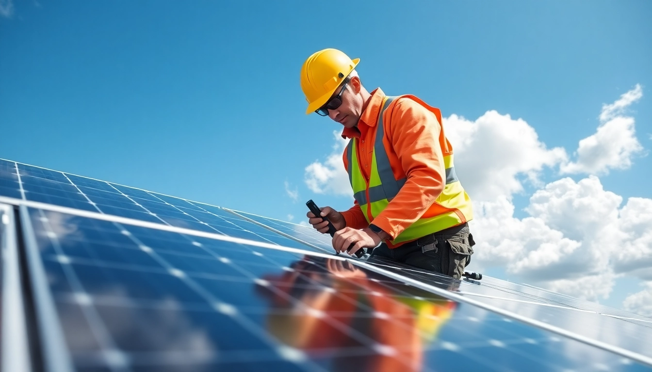 Ensure optimal solar maintenance New Jersey with a technician inspecting rooftop panels.