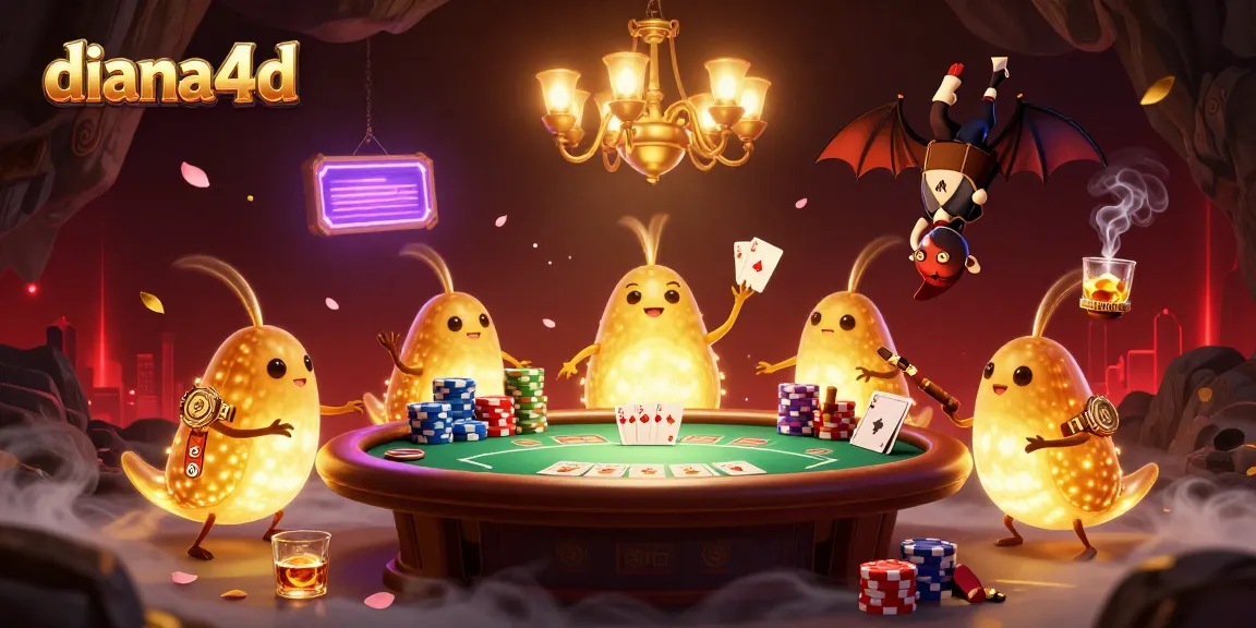 Join the fun at diana4d with dealers, poker chips, and glowing characters in a vibrant casino