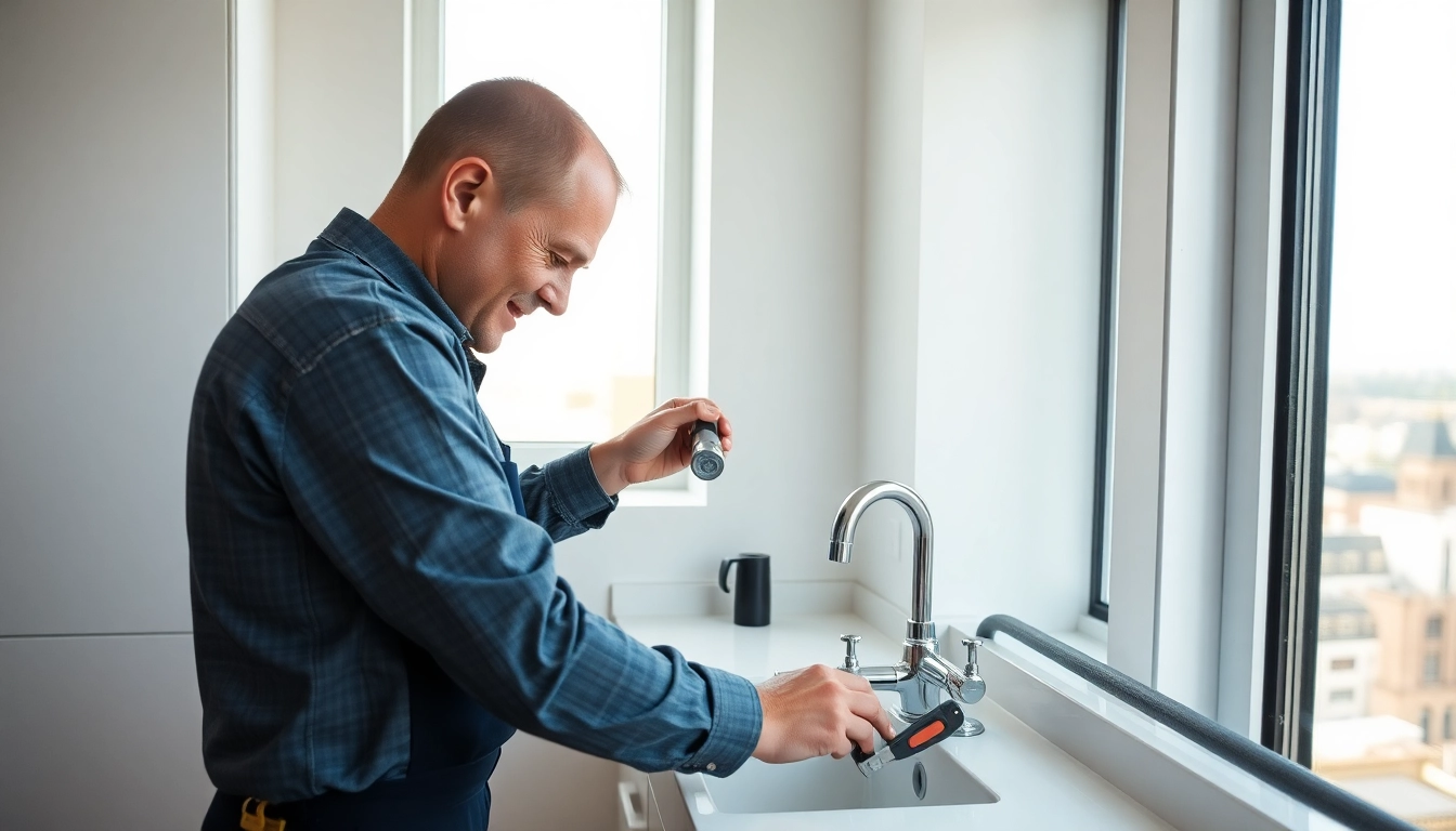 Wefix London plumber expertly repairing a sink in a bright London apartment.
