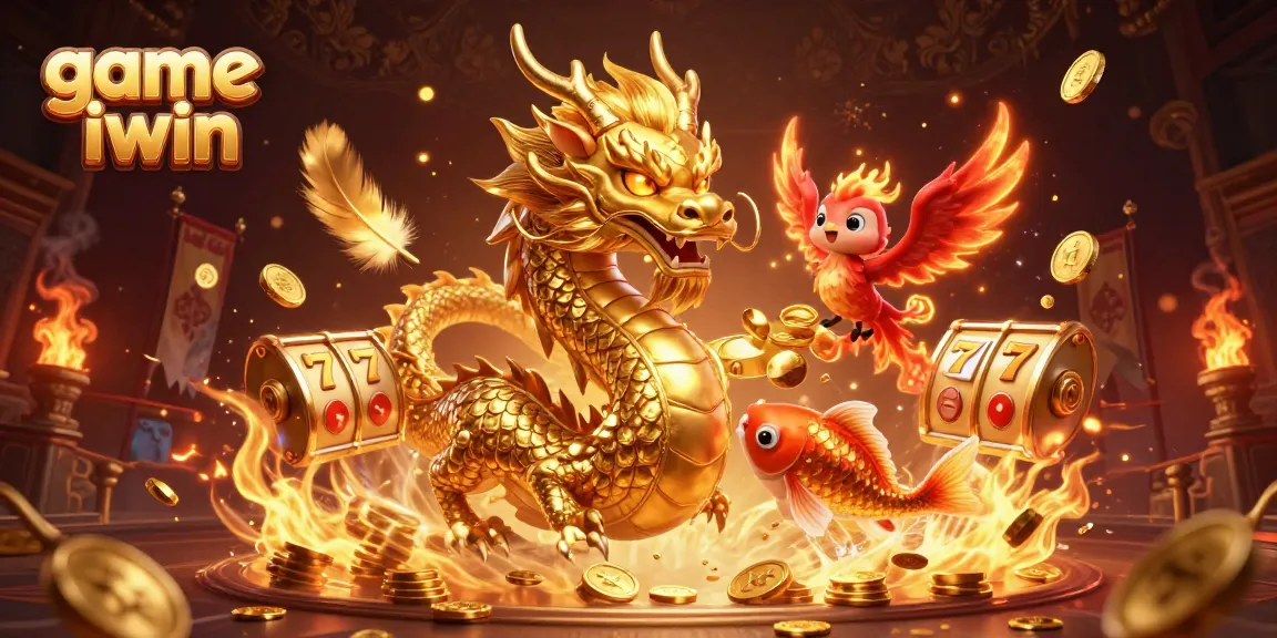 Play immersive game iwin with dragons and coins in a vibrant 3D scene.