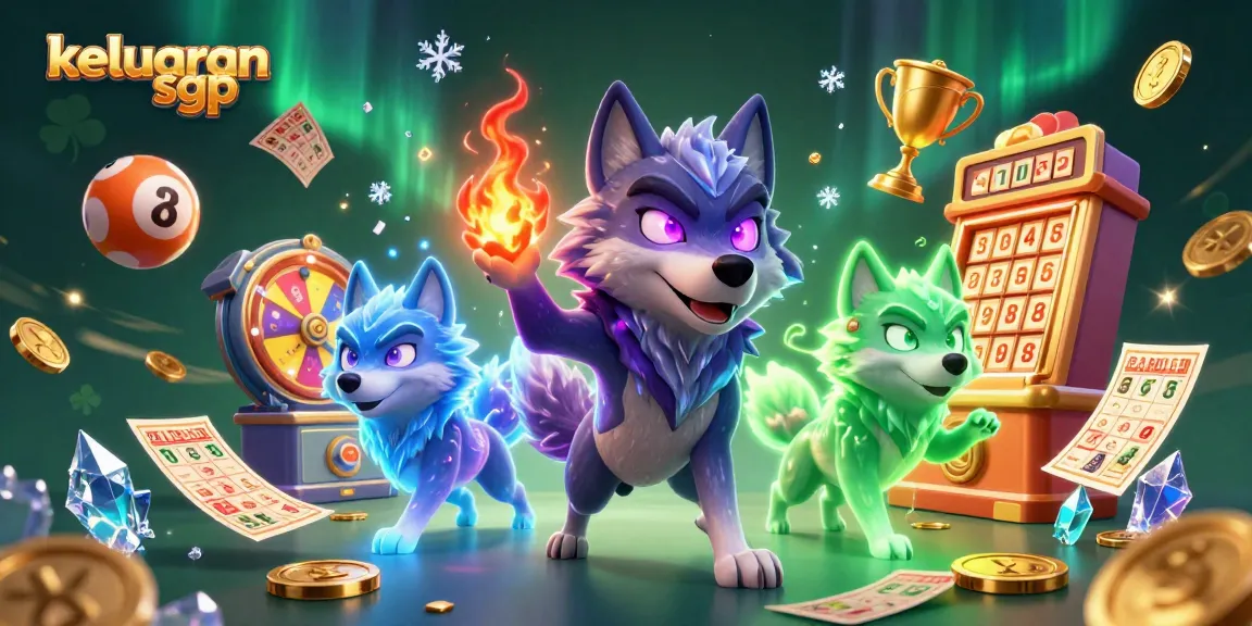 Engage in keluaran sgp with the dynamic illustration of a shadow wolf pack surrounded by lottery elements.