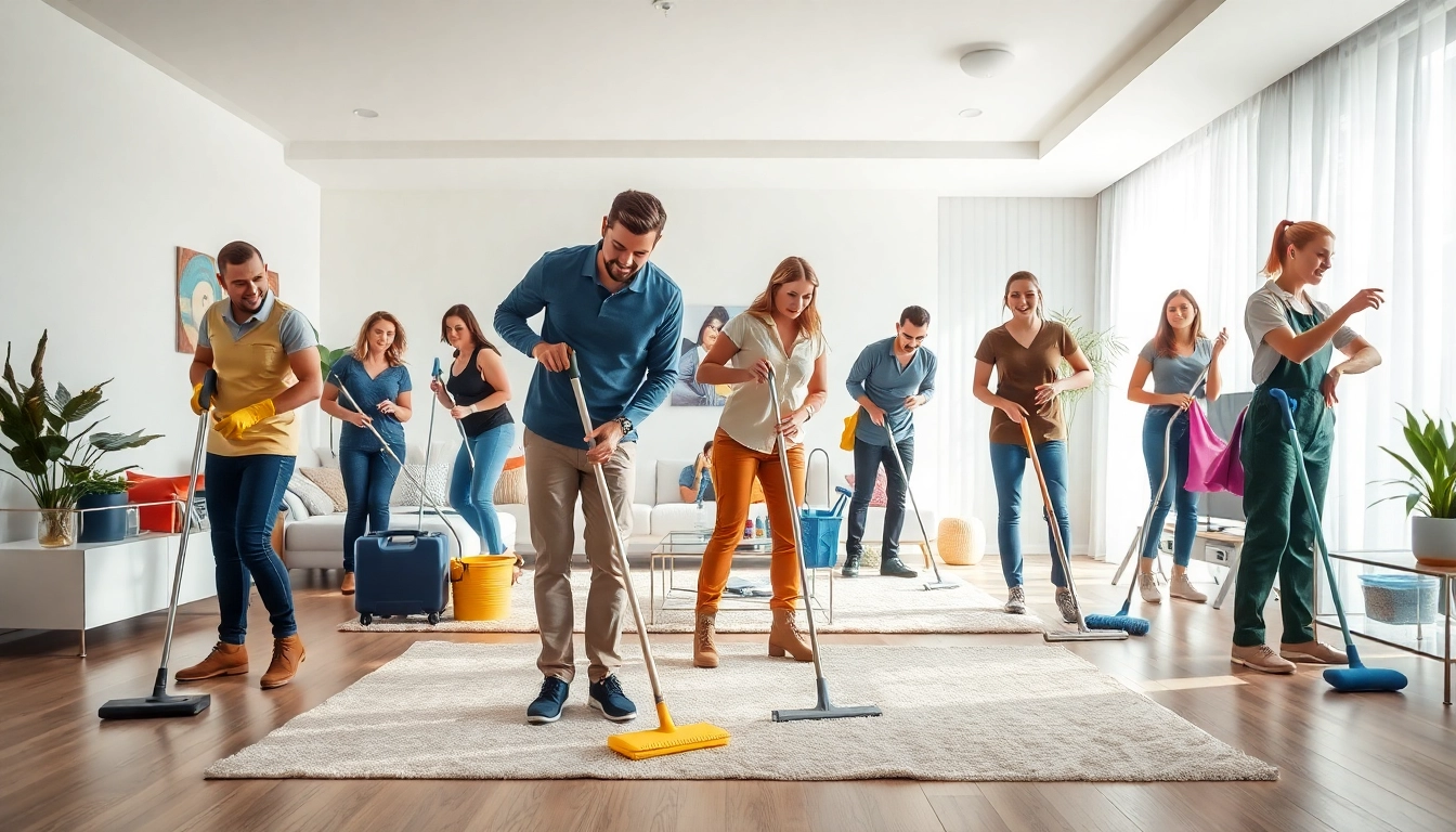 Efficient cleaning services Nottingham team transforming a sparkling living room environment.
