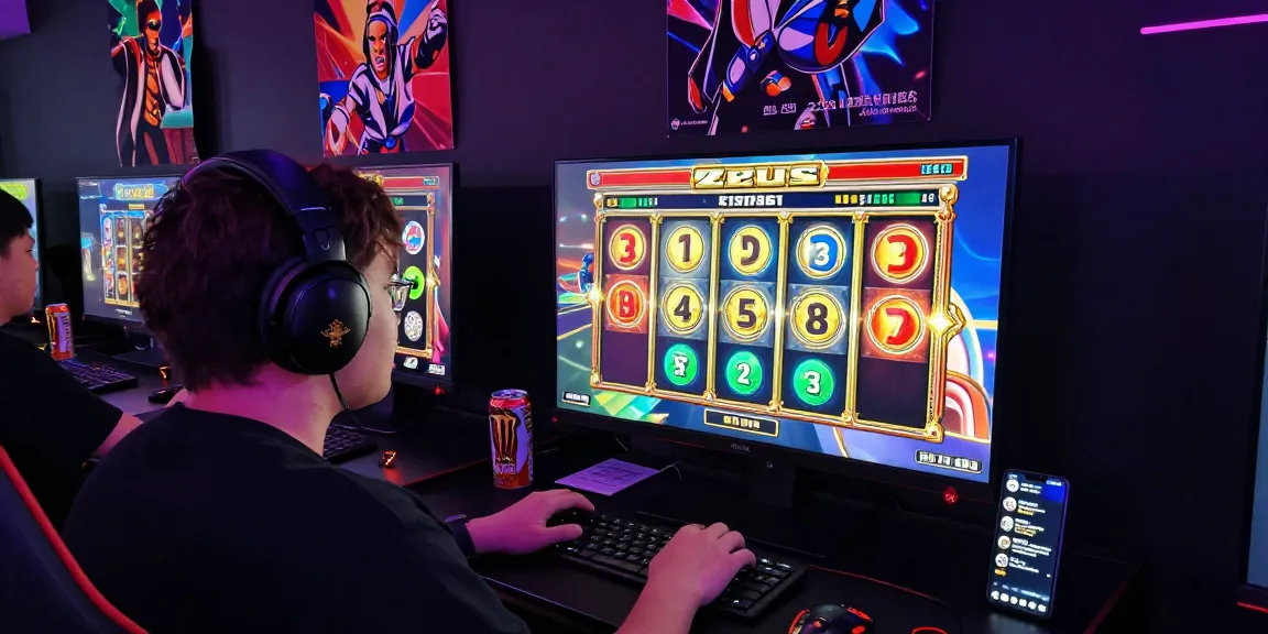 Engaging online gaming experience with slot raja theme, player immersed in Zeus game.