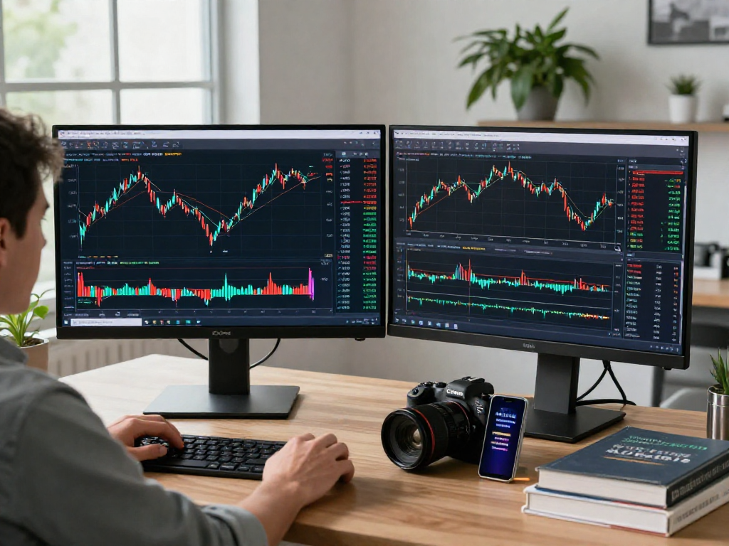 使用MetaTrader 5进行交易分析的现代交易环境，显示实时市场数据和技术指标。