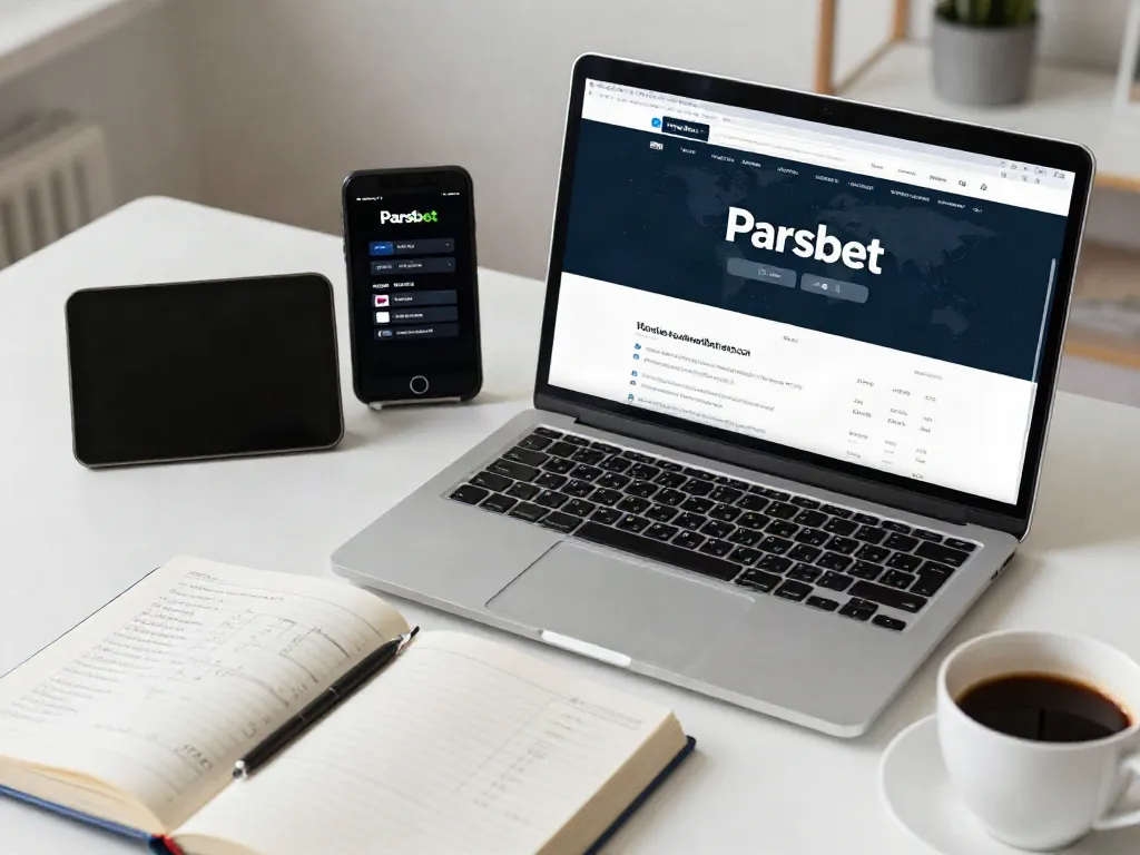 parsbet ile çevrimiçi bahis yaparken laptop ve akıllı telefon detayları.