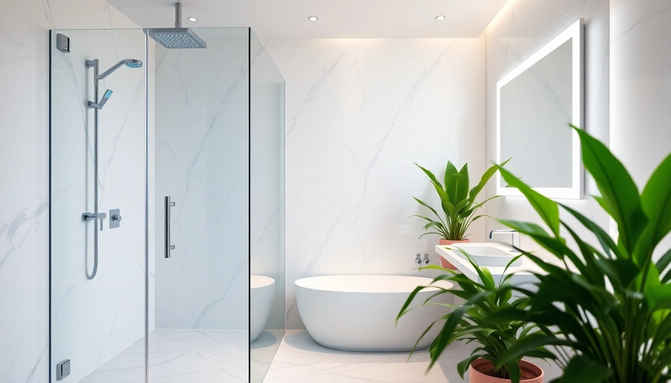 Experience elegant showers with a modern bathroom design featuring luxurious details.