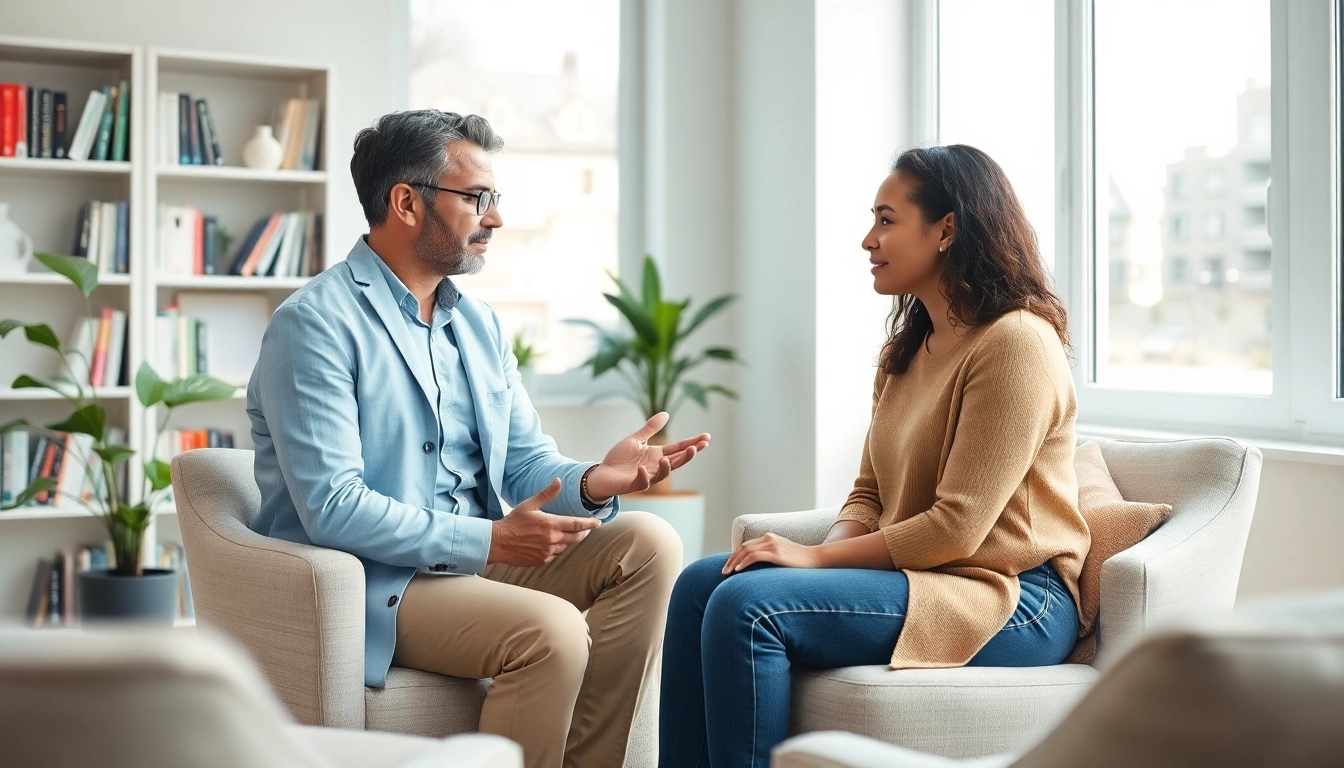 Engaging session showcasing PTSD Therapy with a therapist supporting a client.