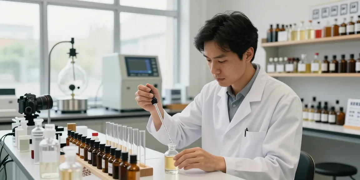 Fragrance Beads Manufacturer creating unique scents in a professional lab environment.