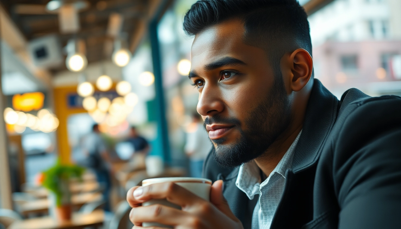 Geniet van een ontspannen moment bij https://www.mannenmag.nl/ met een man en een kopje koffie.