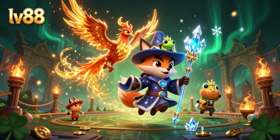 Experience thrilling games with lv88, featuring mystical characters in a vibrant casino scene.