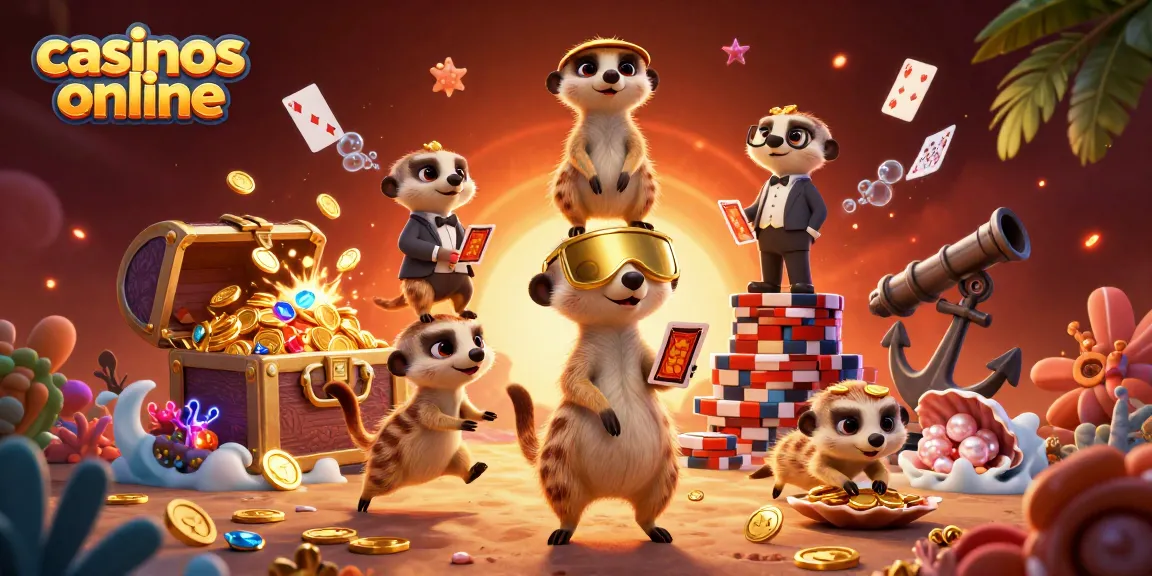 Los casinos online ofrecen entretenimiento con un grupo de suricatas en un casino lleno de acción y premios.
