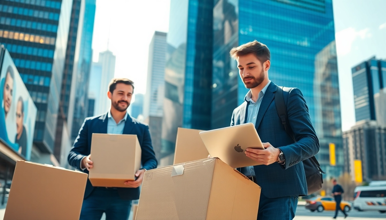 Relocation process focusing on WRITER RELOCATIONS IN MUMBAI, showcasing writers amidst moving boxes in a vibrant city.