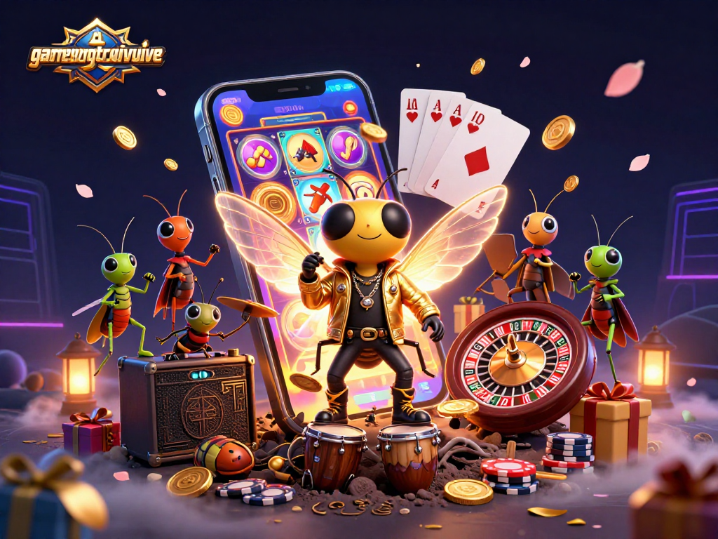 Experience the thrill of gamenongtraivuive with a vibrant 3D casino scene featuring dynamic gaming elements.