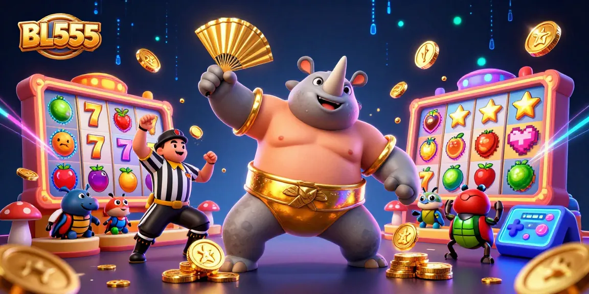 Engage in thrilling gameplay at BL555 with a vibrant 3D illustration of a beetle sumo champion.