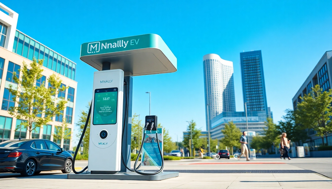 Charge your vehicle at the advanced McNally EV charging station in an urban landscape.