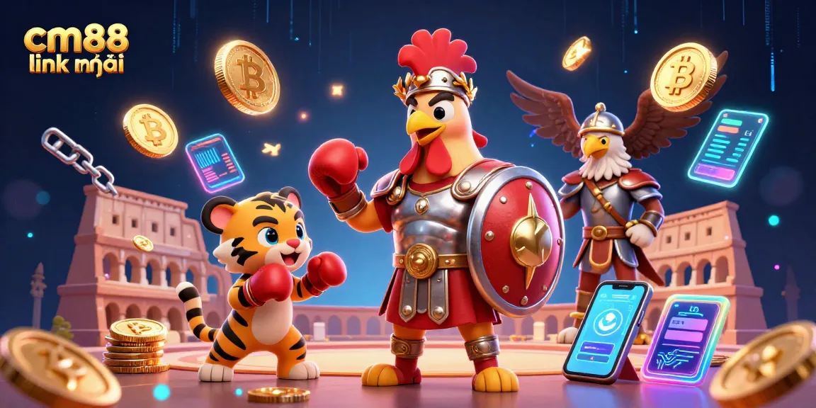 Engage with thrilling slots at cm88 link mới through our vibrant 3D illustration showcasing casino excitement.