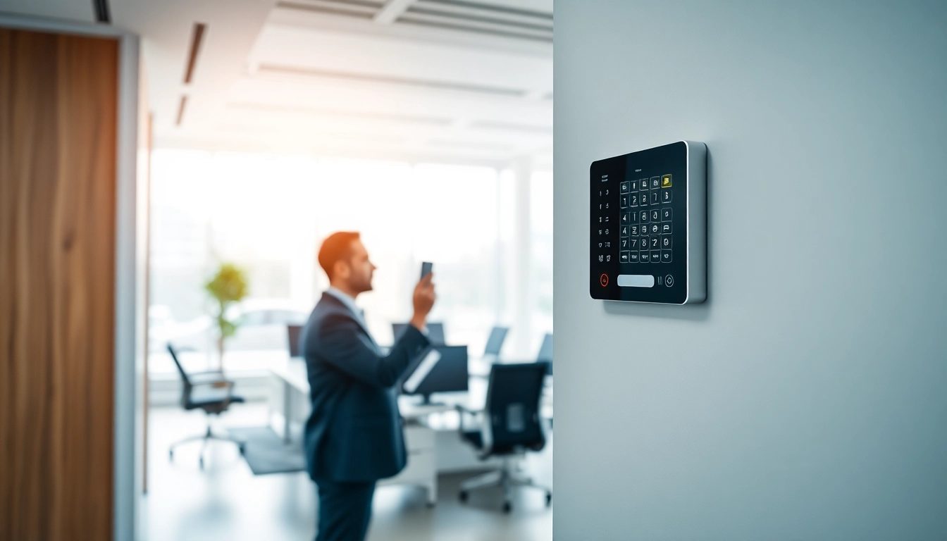 Zutrittskontrolle Schweiz über ein modernes Zugangskontrollsystem, installiert in einem Büro.