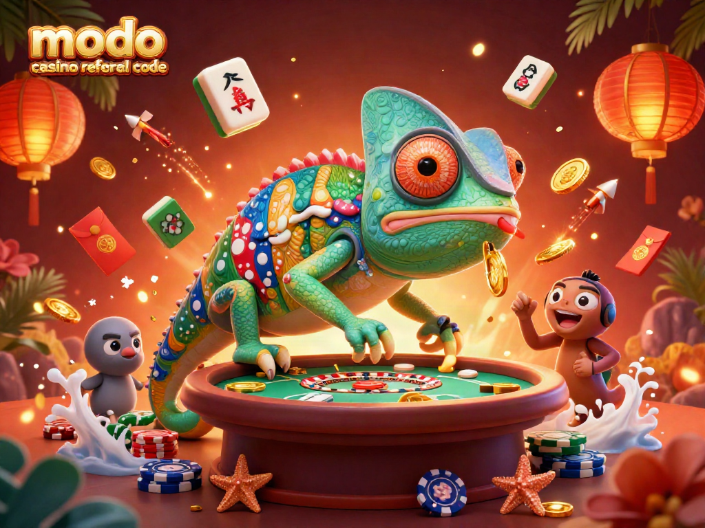 Claim bonuses with the modo casino referral code in a vibrant casino scene.