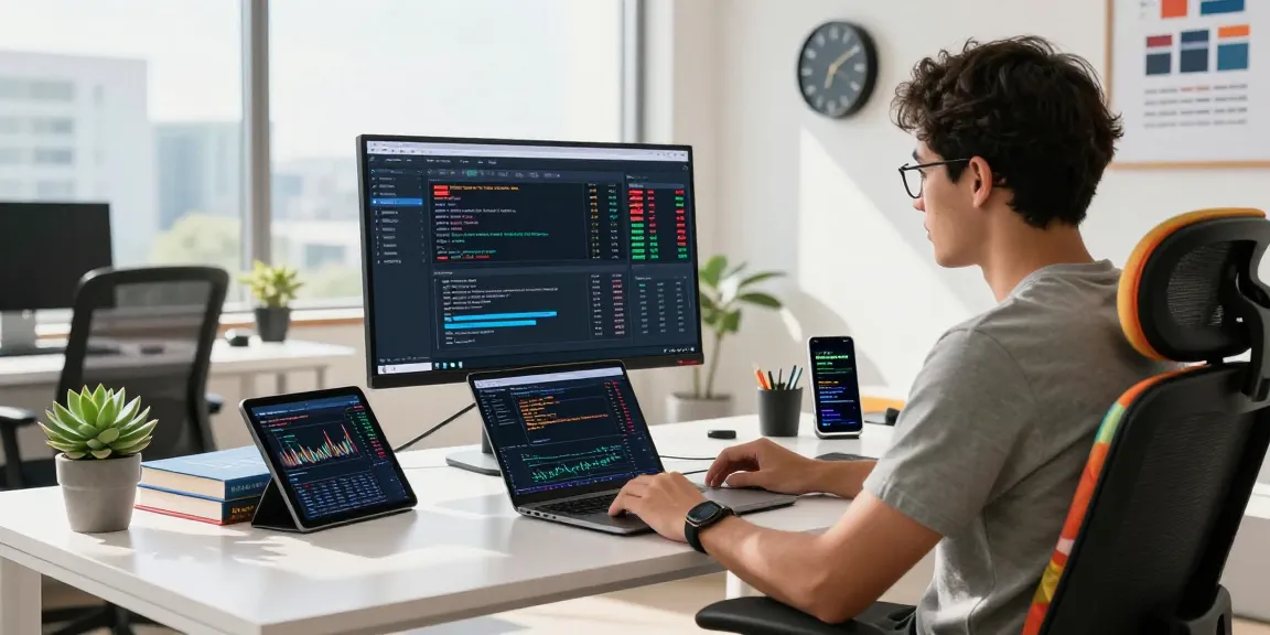 Developers analyzing Singapore stock fundamental API data in a vibrant fintech workspace