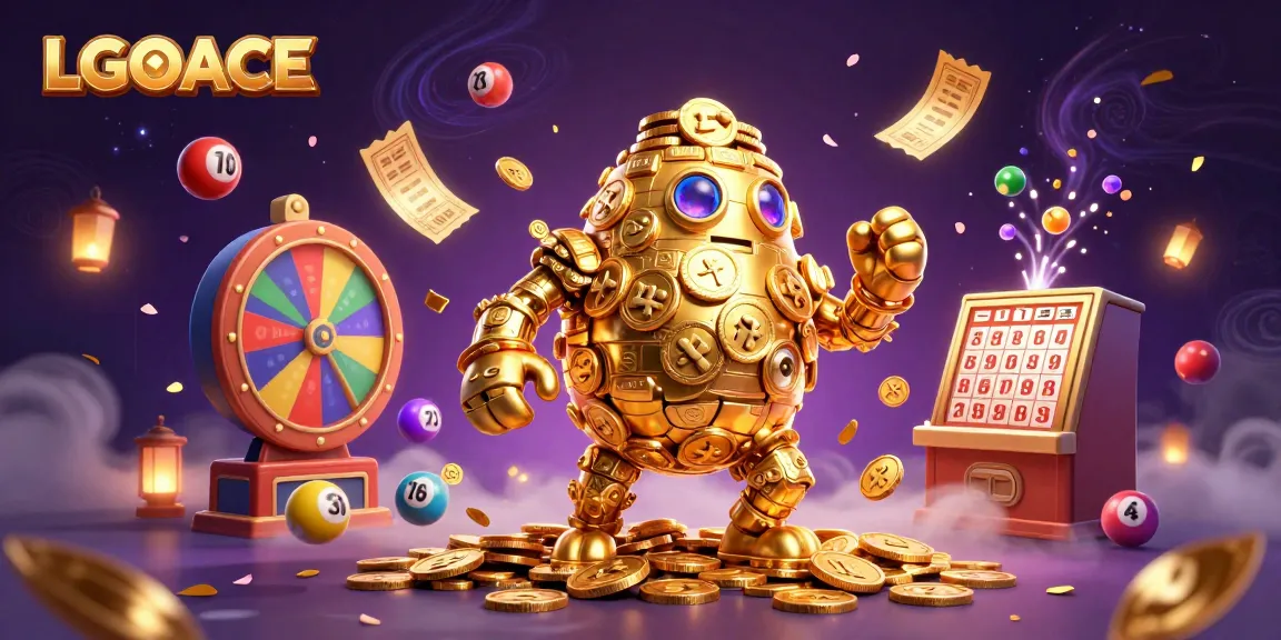 LGOACE showcases vibrant casino gameplay with colorful lottery elements and a golden golem.