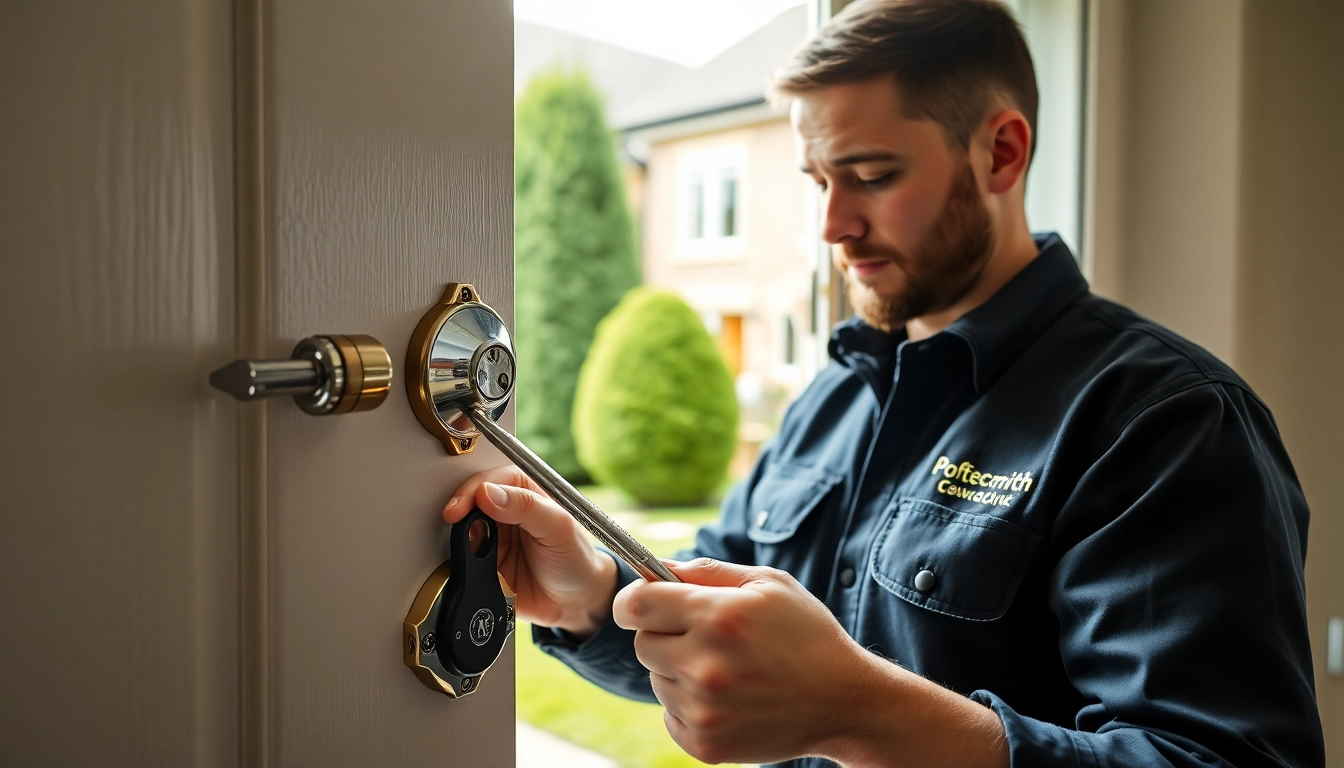 Skilled Essex locksmith repairing a door lock, showcasing expert craftsmanship in a residential setting.