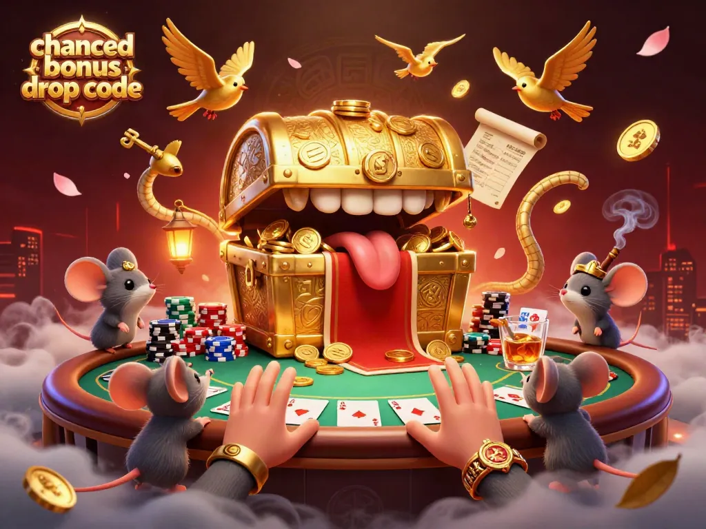 Experience thrilling fun with Chanced bonus drop code in this vibrant 3D casino scene featuring poker elements.