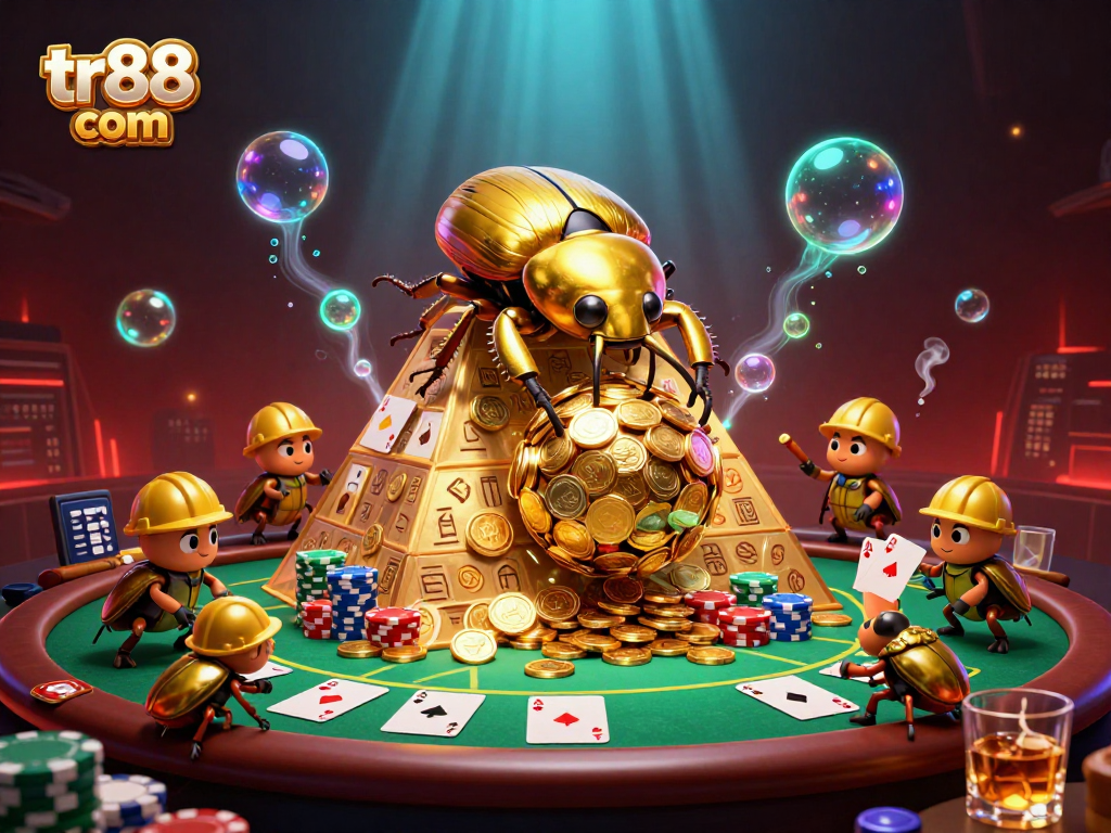 Win big with tr88 com's vibrant and dynamic casino adventure illustration featuring gaming elements.