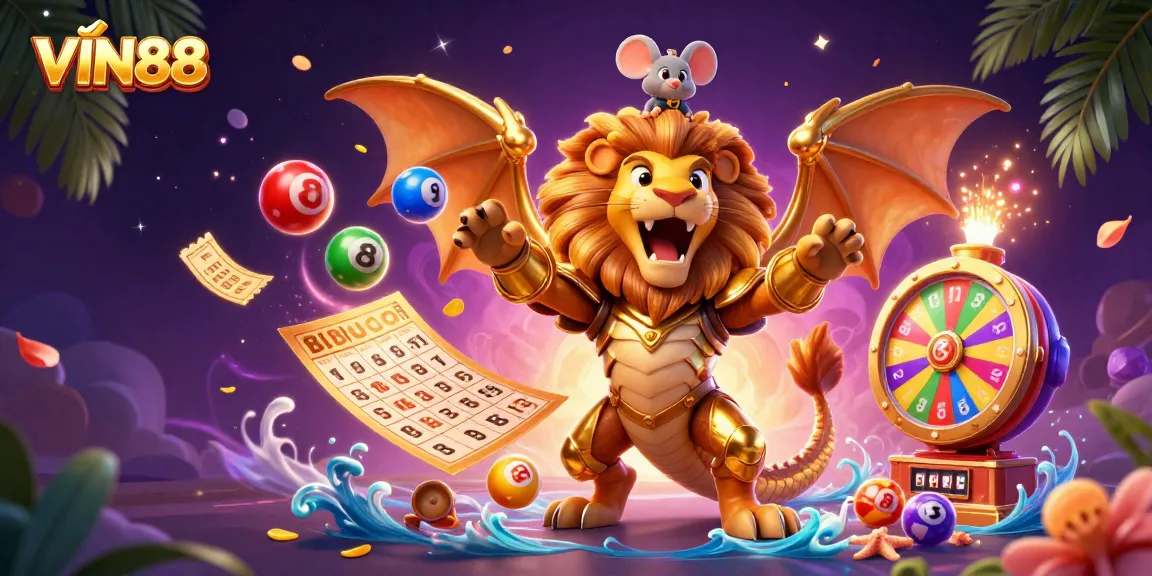 Experience thrilling wins with the stunning VIN88 lottery scene full of colorful energy and vibrant gaming elements.
