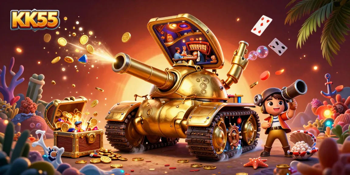 Experience the thrill of KK55 casino gameplay with vibrant elements and lively action scenes.