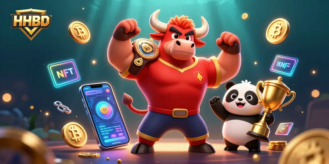 Experience HHBD action with vibrant casino characters competing and winning in a colorful scene.