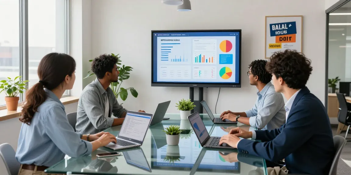 Collaborative team utilizing WPSoffice in a modern office, showcasing teamwork and productivity.