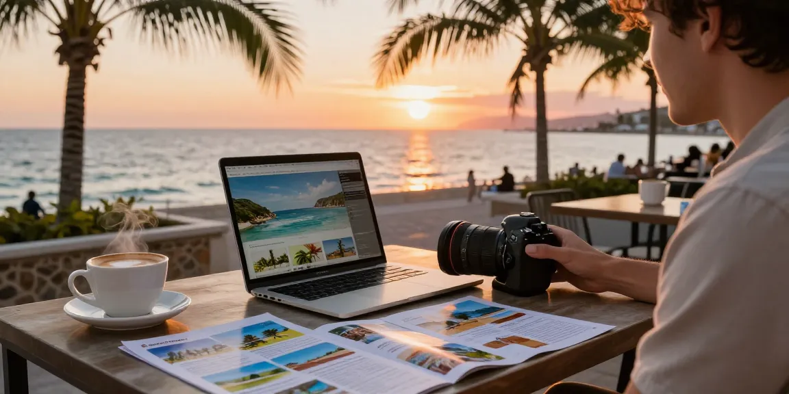 Discover luxury and custom tour packages while planning personalized adventures at a stunning beach café.