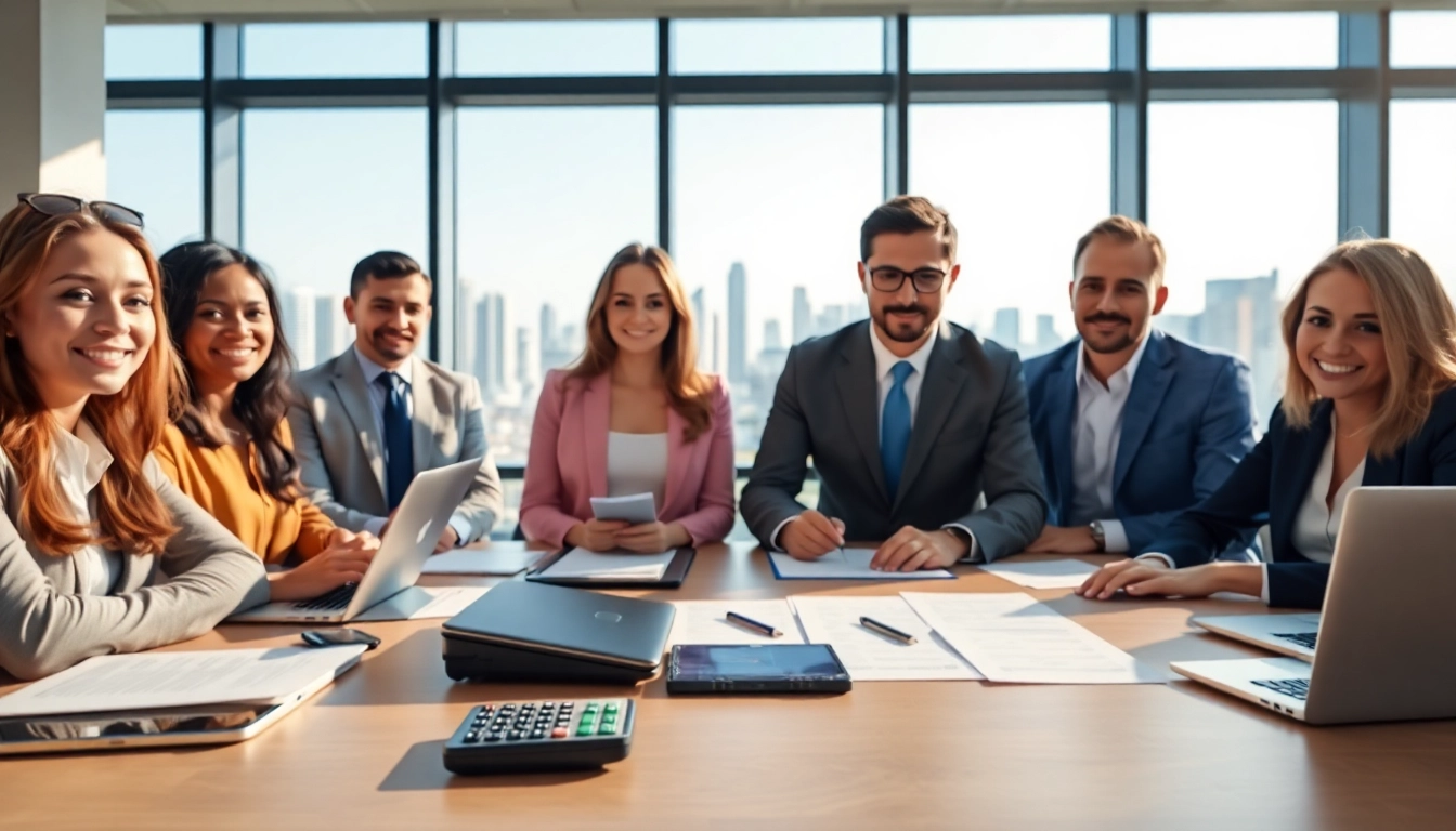 Clients engaging in multi-state title and escrow services in a professional office setting.