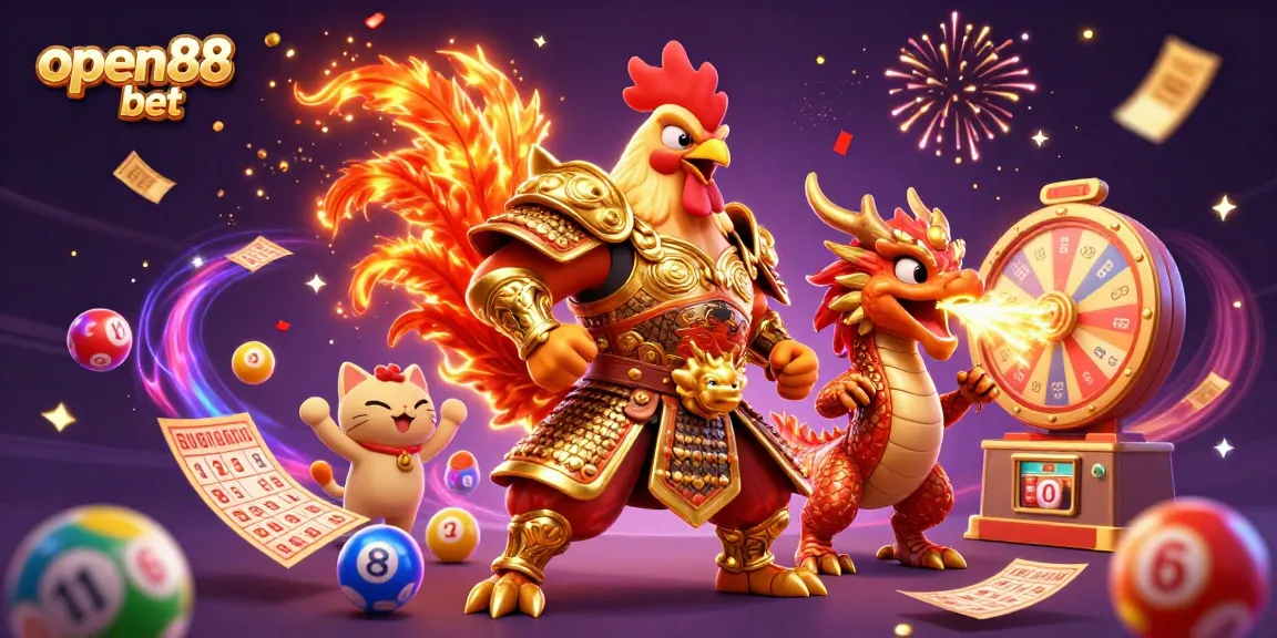 Experience excitement with open88 bet in a vibrant 3D dynamic gambling scene filled with action and winning elements.