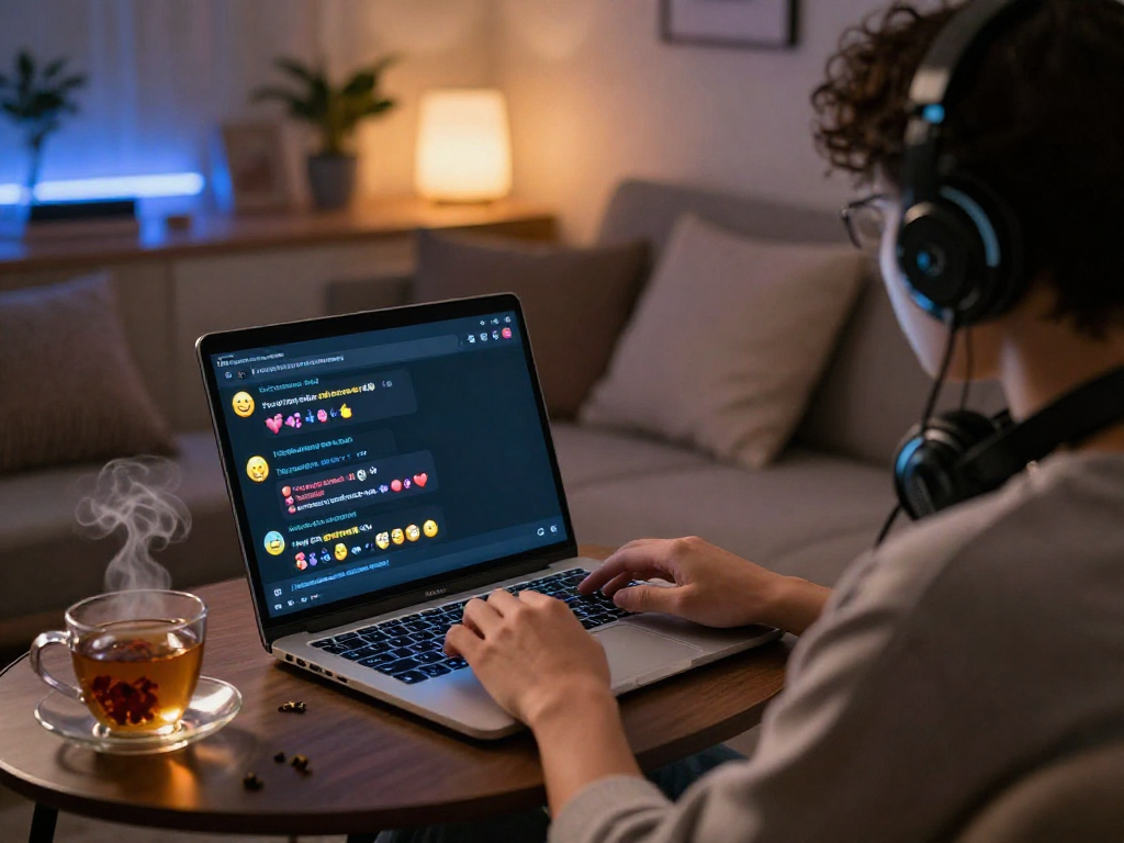Engaging nsfw chat displayed on a laptop in a cozy room, creating a playful atmosphere.