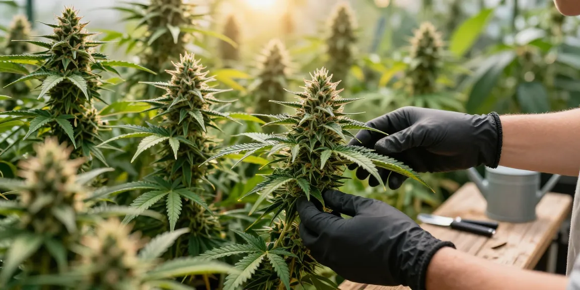 Alien Labs Brainwash cannabis flower buds in a vibrant garden.