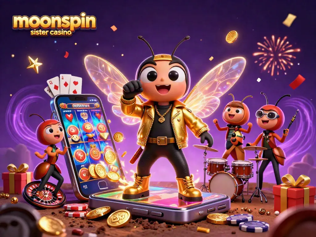 Experience thrilling gaming action at moonspin sister casino with lively characters and colorful slot elements.
