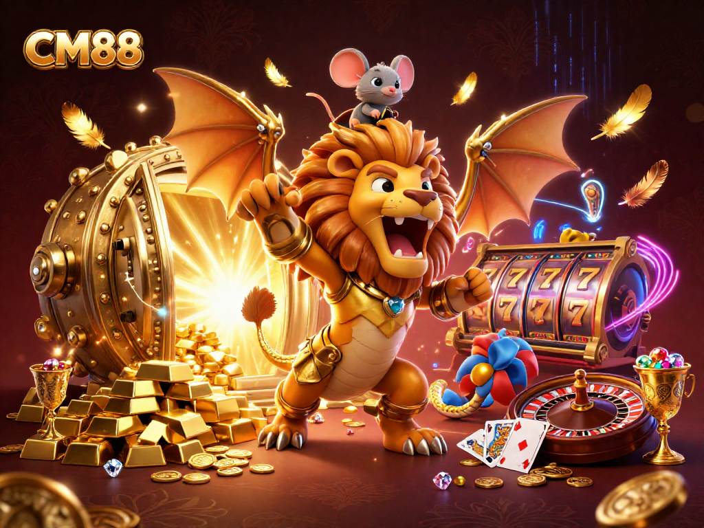 Experience thrilling gameplay at CM88 with exciting golden treasure and casino elements.