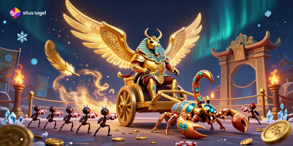 Explore the situs togel world with a vibrant, detailed illustration of gambling-themed characters and elements.