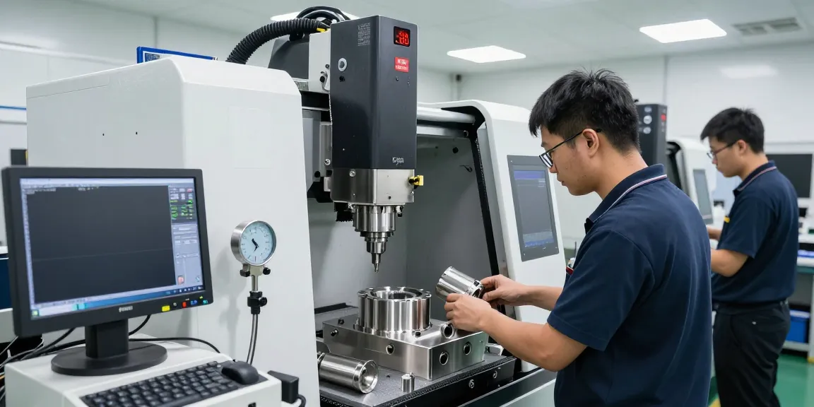 CNC stainless steel parts suppliers showcasing advanced machinery and skilled technicians in a dynamic workshop environment.