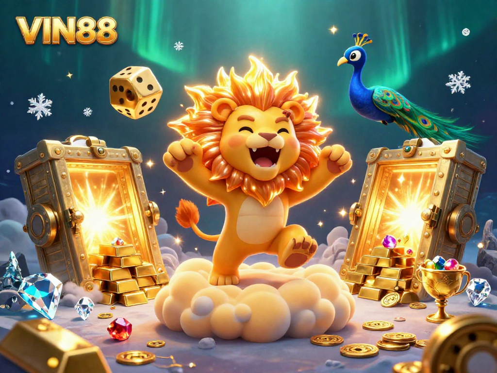 Experience the thrill of winning with VIN88 in this vibrant casino-themed 3D illustration.
