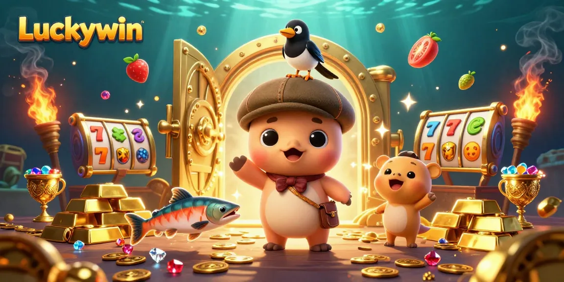 Experience Luckywin's adventures with a playful Loch Ness monster in a vibrant casino filled with treasures.